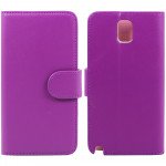 Wholesale Note 3 Simple Leather Wallet Case with Stand (Purple)